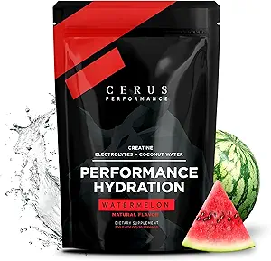 Cerus 性能 - 性能 水解 电解 粉末 - 西瓜 氟化物,5g 克里丁单水合物,500mg 椰子水粉 - 支持耐力,肌肉恢复和Keto 30 服务