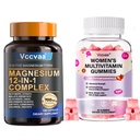Magnesium Complex 700mg – 12-in-1 & Sugar Free Multivitamin Gummies for Women 14+