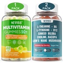 NEVISS Bundle - Women & Men's 50+ Multivitamin and L-Tyrosine L-Theanine B6 B12 Gummies 2 Pack