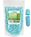 XPRS Nutra 大小 0 空卡普勒斯 - 1000 个空卡普勒斯伯爵 Vegan Capsules - 蔬菜药丸 - DIY 蔬菜药丸 填充 - 蔬菜药丸 Gel Caps for Do- It- yourself suppers (Aqua)