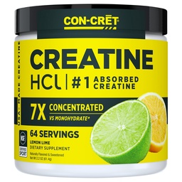 CON-CRET Creatine HCl Powder |肌肉,认知,细胞能量支持 |没有布局或凸起 |美国制造和NSF认证 |柠檬液(64 service)