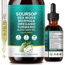 Soursop Liquid Drops 12-in-1 Complex - 2 Fl Oz | Concentrated Graviola, Sea Moss, Moringa & Ashwagandha Blend | Advanced Herbal Tonic for Immune Health & Digestive Balance | Maximum Absorption | Vegan