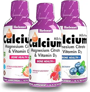 Bluebonnet 营养 液态钙 Citrate Magnesium Citrate,维生素D3 - Bundle of Blueberry,草莓和Mix Berry Flavor,3瓶每瓶16Fl Oz(共计48Fl Oz)