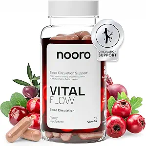 Nooro 生命流动高级血液循环补充剂,配有硝氧酸、维生素D3、镁、亲生混合剂、Veins支持非GMO和Gluten Free 60 Capsules
