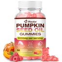 Sugar-Free Pumpkin Seed Oil Gummies with Saw Palmetto for Hair Growth - Organic Supplement for Skin Health & Prostate Support - High-Purity Extract for Women & Men, Raspberry Flavor, 60 Count