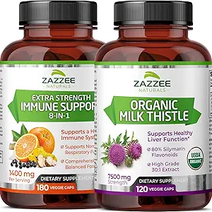 Zazzzee USDA 有机牛奶 硝酸盐 萃取卡普尔和超强 8-in-1 免疫支持卡普尔