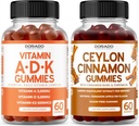 ADK Gummys Vitamin D3 K2(60 Gummys) - 配有D&K的补编 - 10 Vegan 补编 - Ceylon Cinnamon (60 Capsules) 文摘整体健康支持 - 锡兰 补编 - Vegan & Made in USA