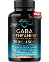 GABA L-Theanine 900 mg - Made in USA - Magnesium | Vitamin B6 - Calm, Sleep, Relaxation & Mood Support - 750 mg Gamma AminoButyric Acid, 150 mg L-Theanine - Non-Habit Forming, Vegan - 180 Capsules