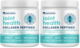 NativePath Joint Health Advanced Formula, Type 1 & 3 Peptides with Fortigel & Verisol, Grass-Fed Unflavored Collagen for Women & Men, 30 Servings (Pack of 2)