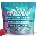 Zero Carb 100% Clear Whey Isolate Protein Gummies + Electrolyte | 300g Total Protein per Bag | Plant Based Ingredients with Vitamins for Men & Women Gluten Free Non-GMO | Watermelon |120 Count