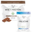 Muscle Feast Bundle – Grass-Fed Whey Protein Concentrate Chocolate 5lb (1 Unit) + Creapure Creatine Monohydrate Powder Unflavored 500g (1 Unit), All Natural Hormone-Free Pasture Raised