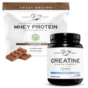 Muscle Feast Bundle – Grass-Fed Whey Protein Concentrate Chocolate 5lb (1 Unit) + Creapure Creatine Monohydrate Powder Unflavored 2lb (1 Unit), All Natural Hormone-Free Pasture Raised