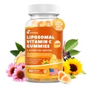 Liposomal Vitamin C Gummies for Adults, 1200mg Chewable Vitamin C Supplement with Elderberry, Zinc Iron & Folate etc - for Immune Support, Energy & Cell Health, Sugar Free, Orange Flavor, 60 Gummies