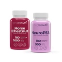 LongLifeNutri Horse Chestnut Extract 500 mg + NeuroPEA (Palmitoylethanolamide + Luteolin 800mg/100mg) Bundle - Nerve & Circulation Wellness, 180 + 180 Vegetarian Capsules, GMP Certified, Made in USA