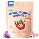 Kids Saffron Gummies: Mood Focus Support with Magnesium Glycinate, L-Theanine for Calm & Sleep, PS, Lion's Mane, Choline Brain Support for School Concentration & Attention, Sugar Free, 90 Ct