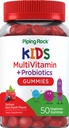 Piping Rock Kid's Multivitamin and Probiotic | 50 Gummies | Berry Punch Flavor | Vegetarian, Non-GMO, Gluten Free Children's Supplement