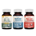 Magnesium (60 ct), Plant D3 5000 IU + K2 MK-7 (60 ct) & Whole-Food Vitamin C (90 servings) Bundle | Vegan Supplements for Energy, Muscle & Immune Support | USDA Organic, Non-GMO, Gluten-Free