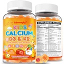 Kids Calcium Gummies with Vitamin D3 K2 - Calcium Citrate with Magnesium, Zinc, Omega-3 and Probiotics for Kids Bone Health, Digestive & Development Support - Sugar Free Gummies, Non-GMO, Vegan