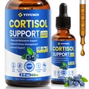 vivcmin 10 in 1 Cortisol Supplements for Women & Men, Cortisol Reducer with Ashwagandha, Magnesium, L-Theanine, Hormone Balance Drops - Sleep & Mood Support, 2 Fl Oz, Blueberry Flavor