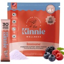 Kinnie Immune & Hydration Vitamin Mix for Kids - Mixed Berry Flavor - Sugar-Free - Immune Support - Zinc, Vitamin C & D, Electrolytes, & Super Mushroom Blend for Ages 4+ (30 Sticks)