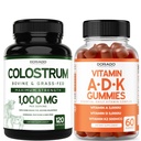 Colostrum(120个伯爵) Bovine Colostrum Capsules 成人和ADK维生素 D3(60个古米) D & K - 10 Vegan 补充 - 美味的Raspberry Flavor - 非转基因生物 第三方接受检验----美国制造
