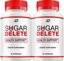 Sugar Delete Capsules – SugarDelete Sugar Optimizer Advanced Supplement, All Natural Formula to Maintain Healthy Levels, Maximum Strength, Sugar Delete Reviews (2 Pack - 120 Capsules)