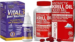 重要3 联合解决方案 临床证明液体膝盖减量 + Bronson 南极磷虾油 1000毫克 与Omega-3s EPA, DHA