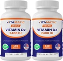 Vitamatic Vitamin D2 60 mcg (2400 IU) - Ergocalciferol - 180 Vegetarian Tablets (180 Tablets (Pack of 1)) (2 Bottles)