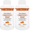 ML Naturals Triple Strength Cordyceps 3000 Made with Organic Cordyceps, 240 Vegetable Capsules. Healthy Immune Support & Cardiovascular Support. Non-GMO, NSF-Certified & cGMP-Compliant (Pack of 2)