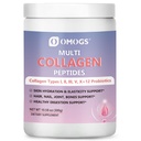 OMOGS Hydrolyzed Collagen Peptide Powder with Prebiotics, Vitamin C & Cranberry Extract，Support Hair, Skin, Nails, Bones, Digestive & Urinary Tract Health, Easy Dissolve, Non-GMO, for Women & Men.