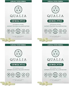 Qualia生命科学 Qualia Senolytic 增强细胞修复和再生2-Day Aging & Longevity 支持机制的 Qualia 生命科学 Qualia Senolytic 终极公式 w. Fisetin, Quercetin, Piperlongumine, Senactiv, Curcumin(4包)