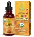 USDA Organic Kids Multivitamin with Iron for Toddlers | Organic Liquid Multivitamin Multimineral Drops for Kids Ages 1-3 | Immune Support for Toddlers | Sugar Free | Vegan | Non-GMO | 2 Fl Oz