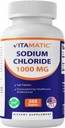 活性钠 氯化钠 1000mg – 365片 电解质补充剂和水力支持 – 非GMO,无胶体