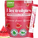 Zero Sugar Watermelon Candy Electrolytes Powder Packets (15 Pack) - All Natural Ingredients, Caffeine Free Energy for Refreshing Hydration - Vegan, Keto, Paleo Sugar Free Electrolytes Powder No Sugar