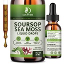 LUCNVEM Organic Soursop Graviola with Sea Moss Liquid Drops, Soursop Bitters Liquid Rich in Multivitamin for Natural Antioxidant, Immune Boost, Cell Support & Regeneration, Pineapple Flavor- 4 FL OZ