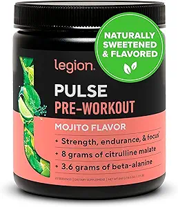 LEGION Pulse Pre Workout - 所有天然氮氧化物预处理饮料给布尔斯特能源,Creatine自由,自然甜化,Beta Alanine,Citrulline,Alpha GPC(Mojito)