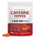 Cayenne Pepper Capsules with Turmeric, Beetroot & Hawthorn - 12-in-1 Formula with Vitamins D3, K2 & E, Supports Healthy Circulation & Antioxidant Defense, 240 Softgels (80-Day Supply)