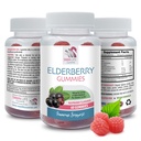 All-Natural, Gluten-Free - Elderberry Gummies - Vegan - Powerful Immune Support - Raspberry Flavor - GMP-Certified, Black Elderberry with Vitamin C, Natural Antioxidants, 1 Bottle, 60 Gummies