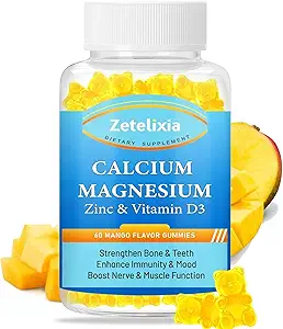 成人和孩子的镁酸钙,Sugar Free Calcium Citrate 补充剂,高吸收性镁甘油,维生素D3 & K2 - Bone & Muscle & Immune Health (60 Counter)