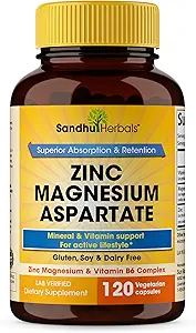 SANDHHHERBALS 锌镁分解 120 Capsules ++ 维生素 B6 & Zinc + 高吸收、睡眠和免疫支持 + 男女