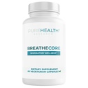 PUREHEALTH RESEARCH BreatheCore - Lung Detox for Smokers - Lung Cleanse & Support Supplement for Women & Men - Ginger Root, Ginkgo Biloba, St Johns Wort, Panax Ginseng & More - 60 Capsules