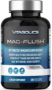 Mag Flush 镁氧化胶囊 750mg 120 Vcaps - 氧化镁氧化胶补充剂,用于缓解便秘,Colon Cleanse, Laxative and Digestion 对男女的支持