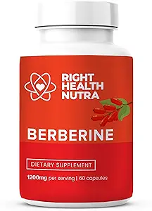 右健康 Nutra - Berberine 1200mg - 60 Capsules - 纯净,对与自由激进者战斗的自然支持,促进豁免和平衡微生物群 - Vegan & Natural Berberine Capsules