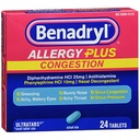 Benadryl Allergy Plus Congestion Tablets - 24 ct, Pack of 2