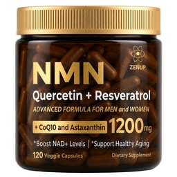 NMN Supplement, 1200mg Blend with 600mg NMN, 250mg Quercetin, 200mg Resveratrol, CoQ10 & Astaxanthin, Daily Supplement Formula, 120 Veggie Capsules, 60 Servings