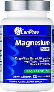 Canprev Magnesium Malate, 120 Veg Caps, 120天供应, 180mg 元素镁 & 540mg Malic Acid, Vegan & Non-GMO, 支持放松, 能源, 肌肉功能, 骨强和整体健康