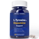 Dopamine Brain Food - 650 mg L-Tyrosine Supplement - Dopamine Support for Focus & Mental Drive - Supports Mental Energy & Neurotransmitter Function with B Vitamins - 60 Capsules