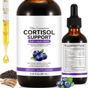 Cortisol Supplements for Women & Men, Cortisol Reducer, Support Hormone Balance, Mood, Focus & Sleep, 10 in 1 Cortisol Drops with Magnesium, Ashwagandha, L-theanine, Blueberry Flavor (1)