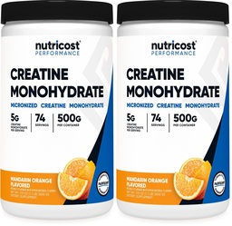 Nutricost Creatine Monohydrate Powder (Mandarin Orange, 500 Gram) - Micronized Creatine Supplement - Vegan, Non-GMO, Gluten Free (Pack of 2)