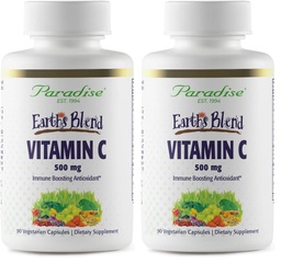 Paradise Herbs Earth's Blend Vitamin C with Nature's C and Adaptogens, Superfoods Base of Probiotics & Organic Alkalizing Greens, 90 Vegetarian Capsules (Pack of 2)